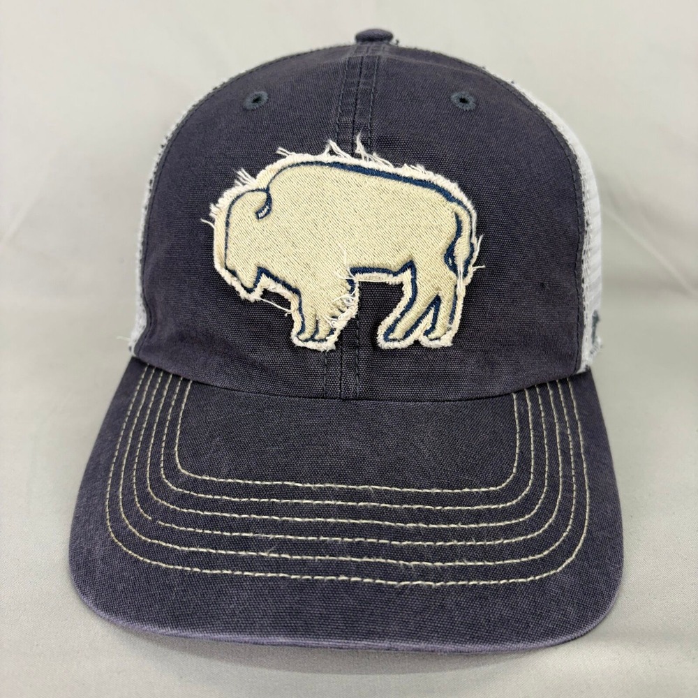 47 Brand Trucker Hat Jackson Hole Mens OSFA Navy Blue Buffalo Patch Cap